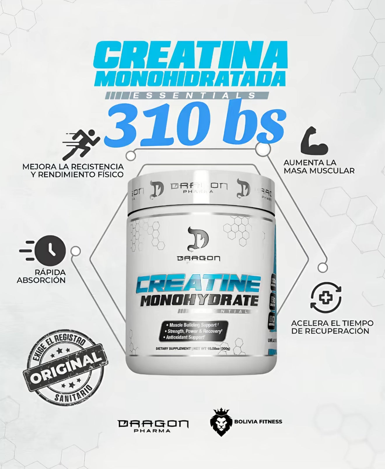 DRAGON CREATINE MONOHYDRATE 1 KG UNFLAVORED