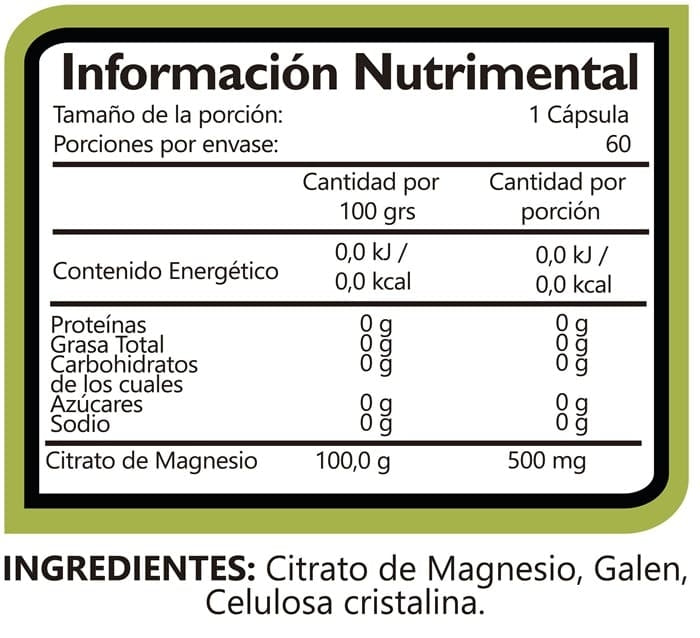 Natural Green Magnesio 60 CAPS